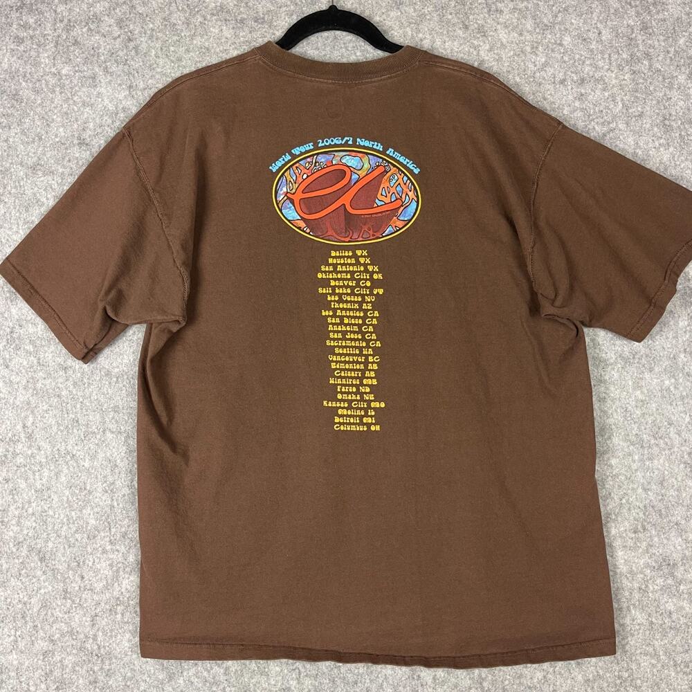 Vintage Eric Clapton Slowhand T Shirt Adult XL Brown Graphic Concert Tee Y2K - Picture 8 of 10